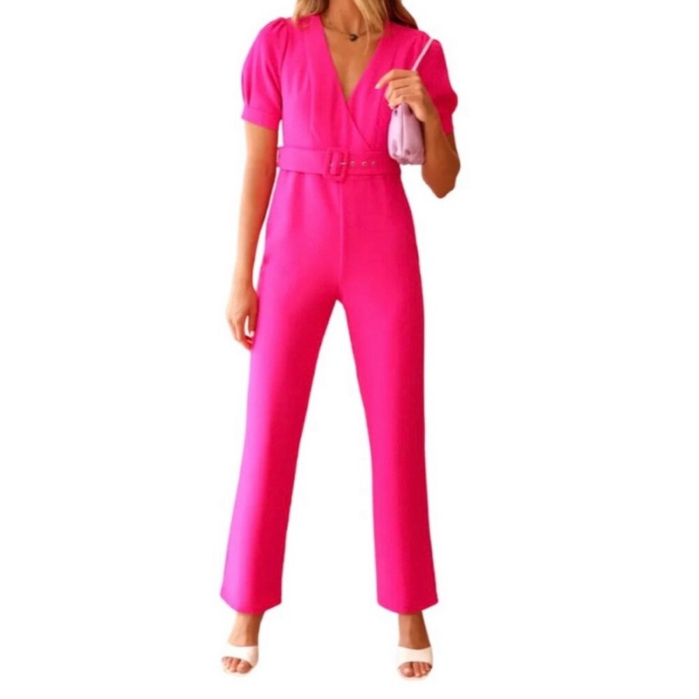 ADELYN RAE KORI HOT PINK JUMPSUIT